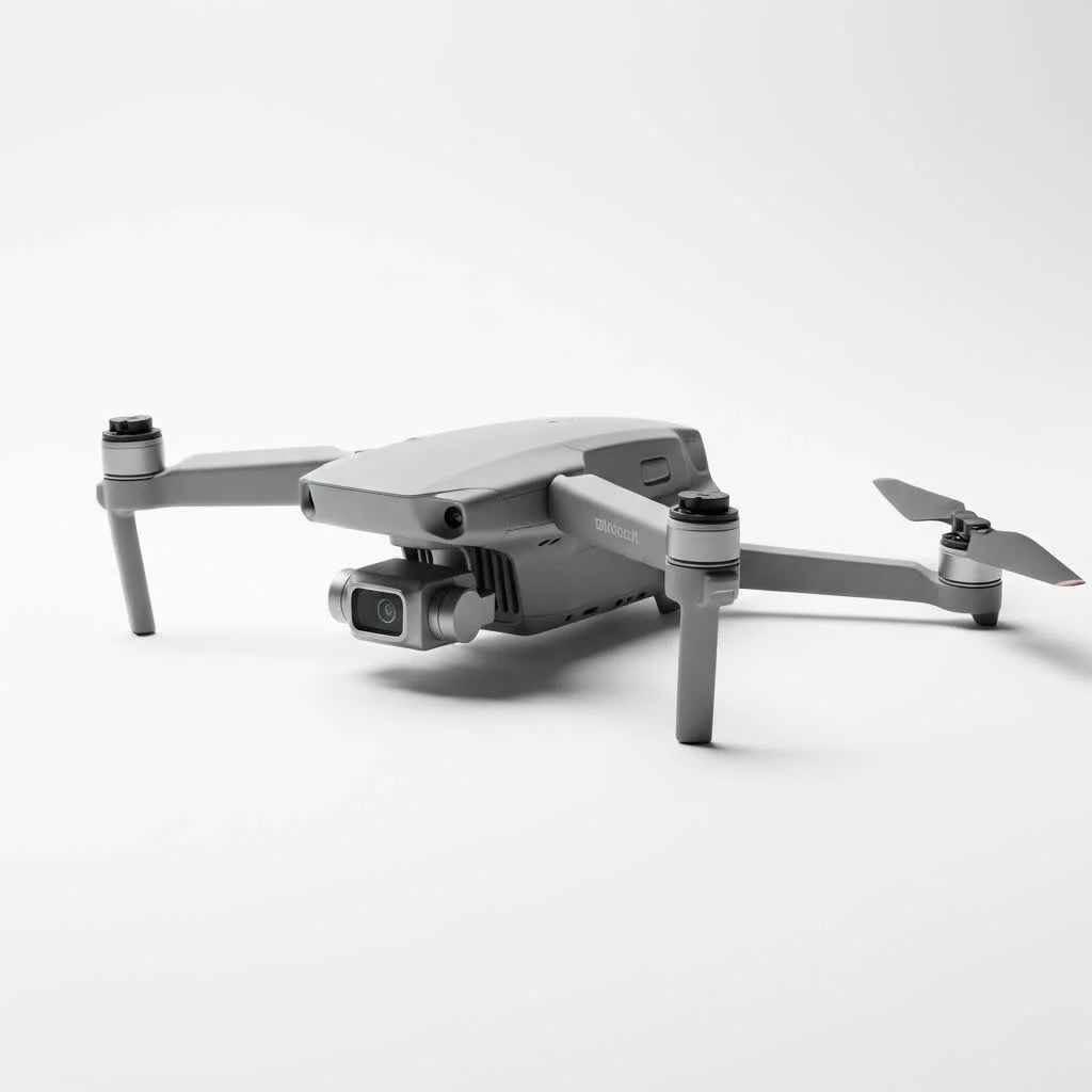 LiDAR drone flying over a landscape with trees and mountains