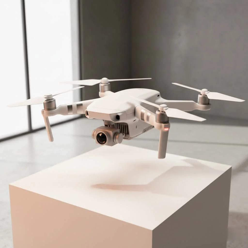 Vivitar drone flying outdoors over a field