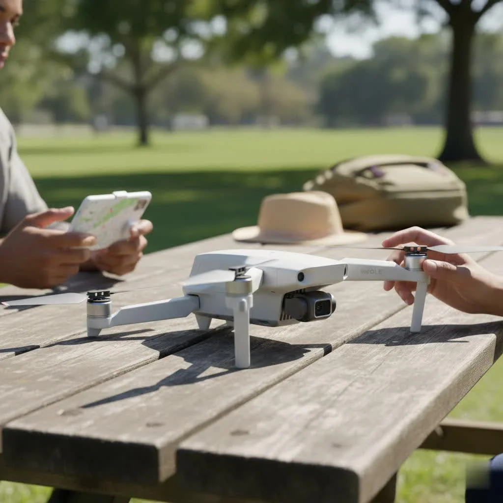 Thermal drone flying over a field, capturing heat signatures