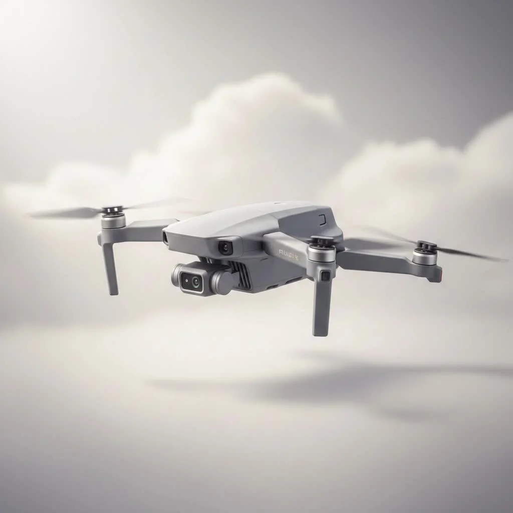 DJI Mini 4 Pro drone flying over a scenic landscape