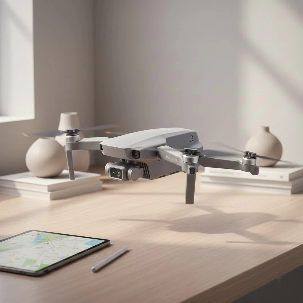 DJI Mini 3 Pro drone flying over a scenic landscape