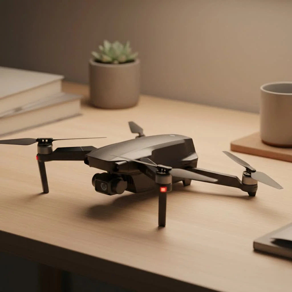 Potensic drone flying over a scenic landscape