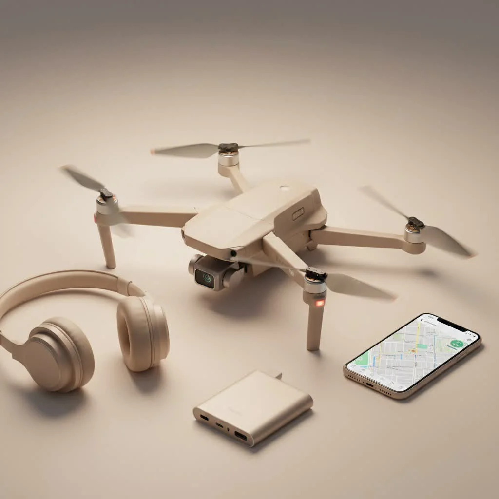 Snaptain drone flying over a scenic landscape