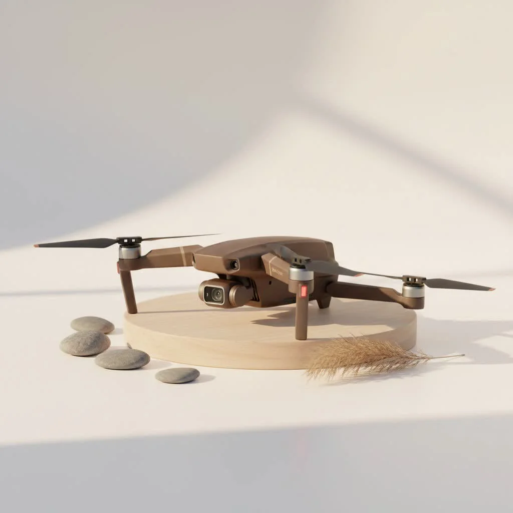 Large drone flying over a field, demonstrating its size and capability