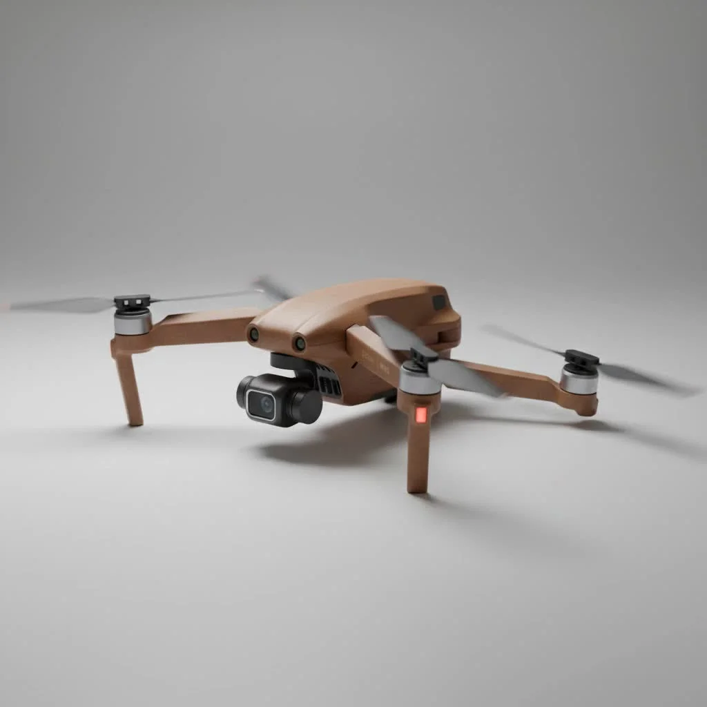 Fishing drone flying over water with a fishing line attached